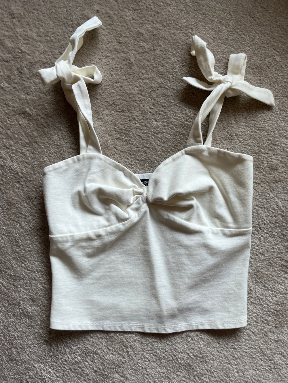 White Tie-Strap Cropped Camisole Top